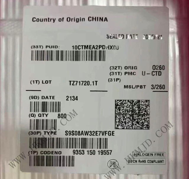 [供應(yīng)] S9S08AW32E7VFGE (NXP) 40MHz，8位 S08內(nèi)核 微控制器 IC
